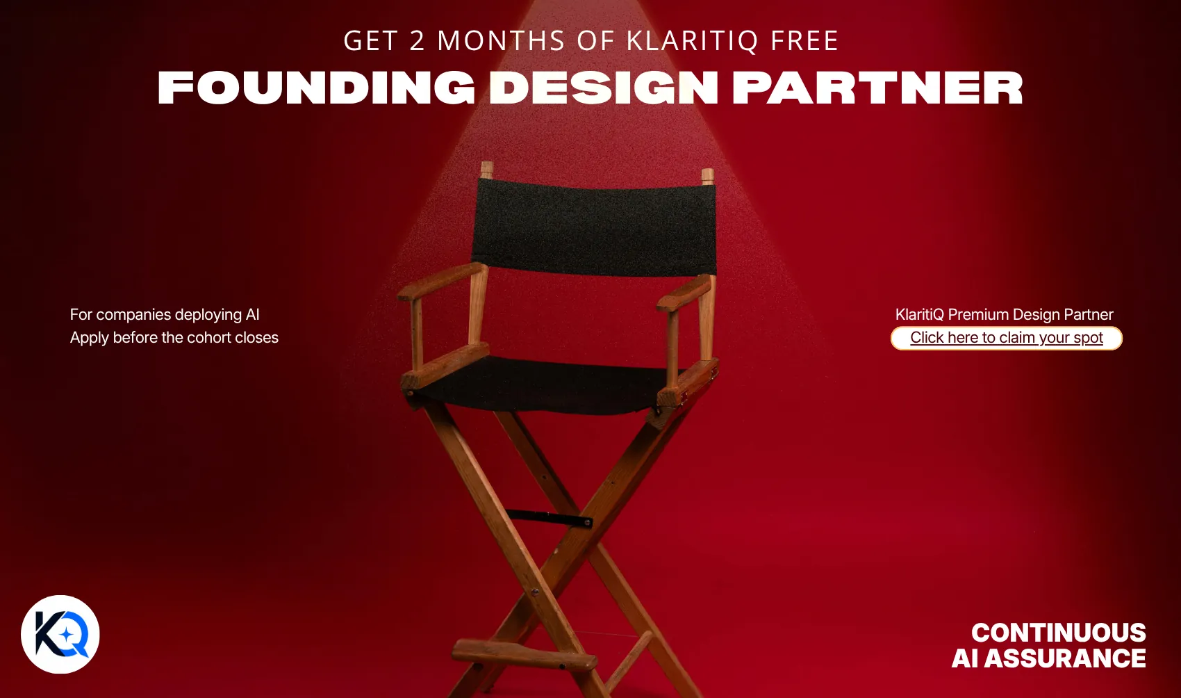 KlaritiQ Founding Assurance Pilot Program: get two months of KlaritiQ free. For companies deploying AI, apply before the cohort closes.